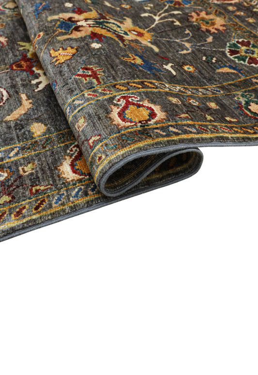 Afghan Suzani Floral Rug – Earthy Tones with Vase Motif (1.04 square meters)