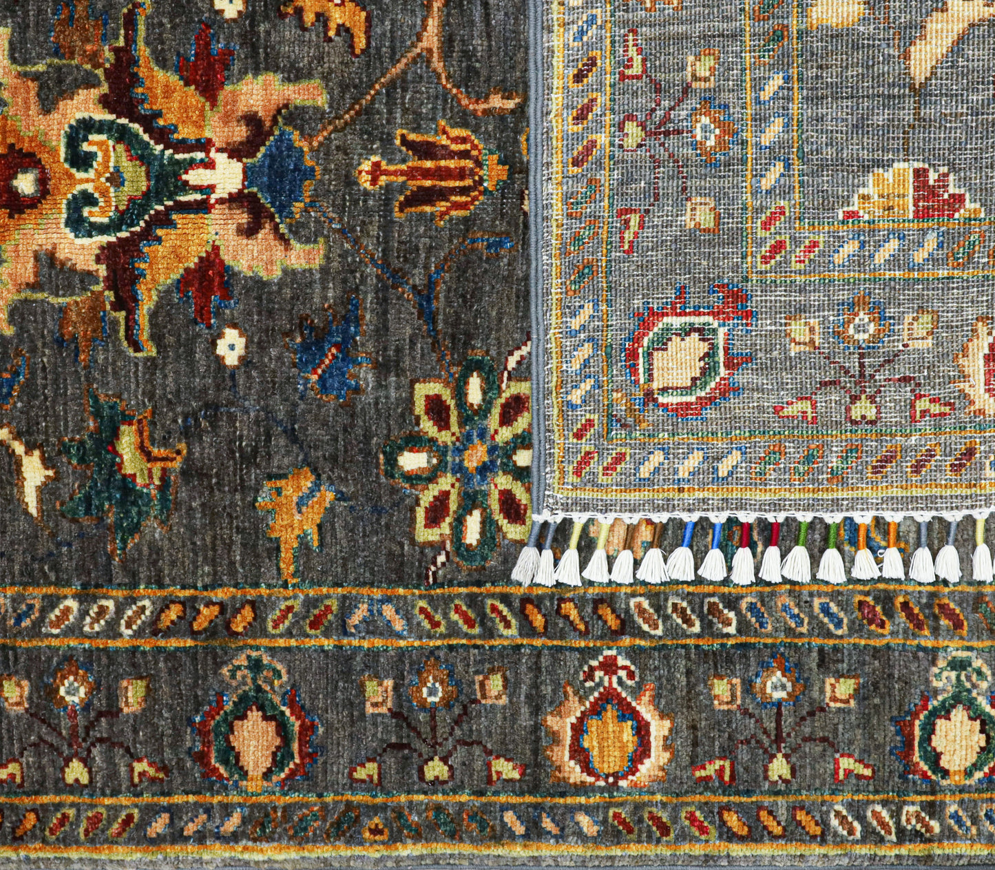Afghan Suzani Floral Rug – Earthy Tones with Vase Motif (1.04 square meters)