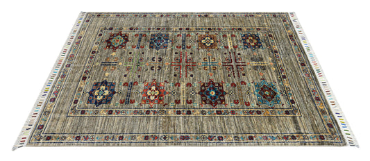 Hand-Knotted Afghan Khal Mohammadi Rug – Geometric Medallion Design (1.42 square meters)