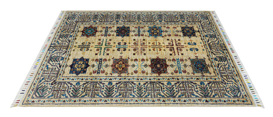 Hand-Knotted Afghan Khal Mohammadi Rug – Geometric Medallion Design (1.53 square meters)