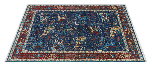 Hand-Knotted Afghan Shikargah Rug – Hunting Scene with Horsemen (9.02 square meters)