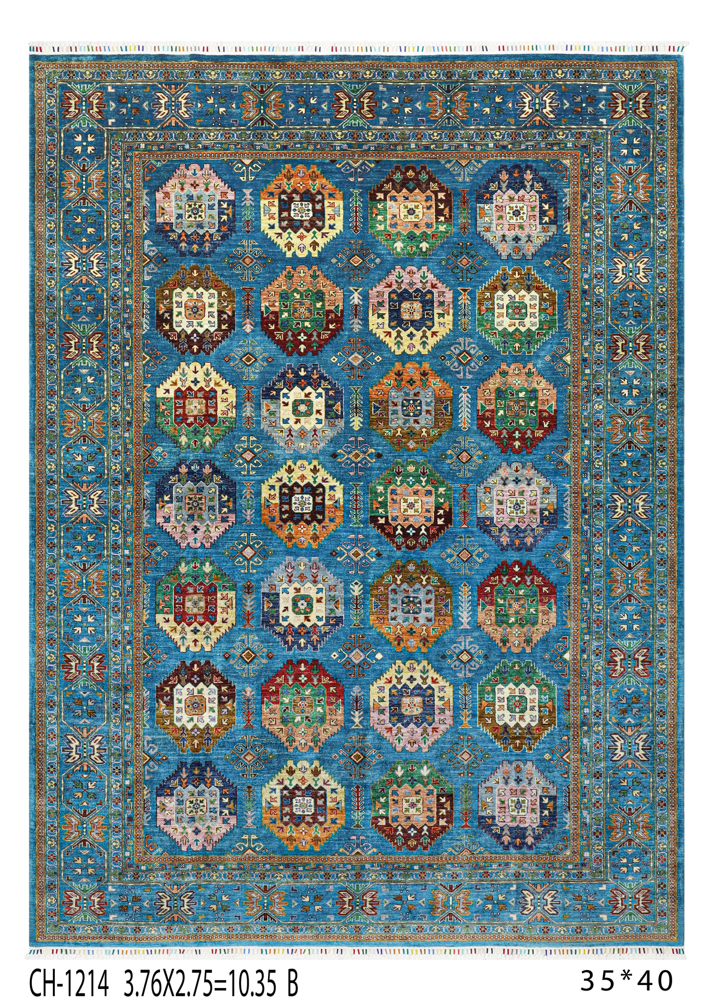Handwoven Afghan Kazak Rug (10.34 Square Meters)