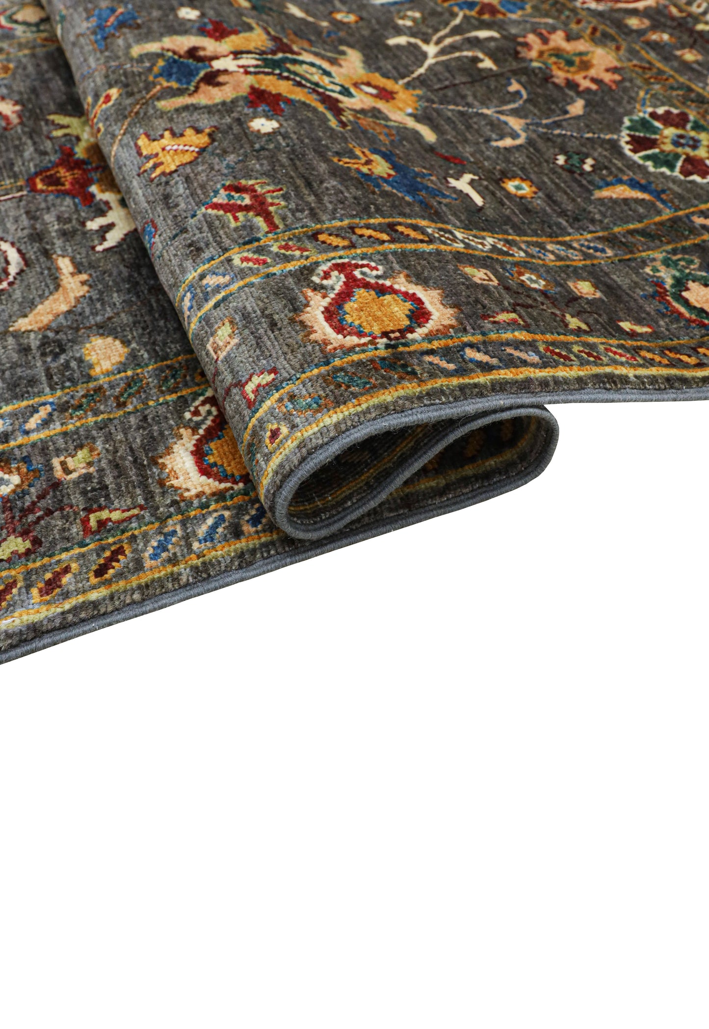 Afghan Suzani Floral Rug – Earthy Tones with Vase Motif (1.04 square meters)