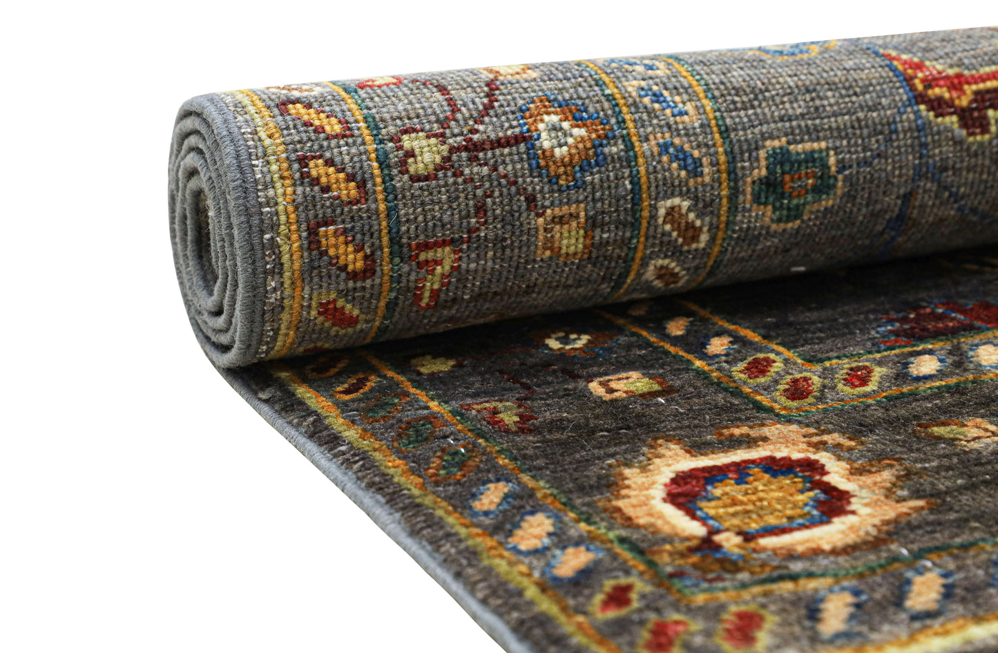 Afghan Suzani Floral Rug – Earthy Tones with Vase Motif (1.04 square meters)