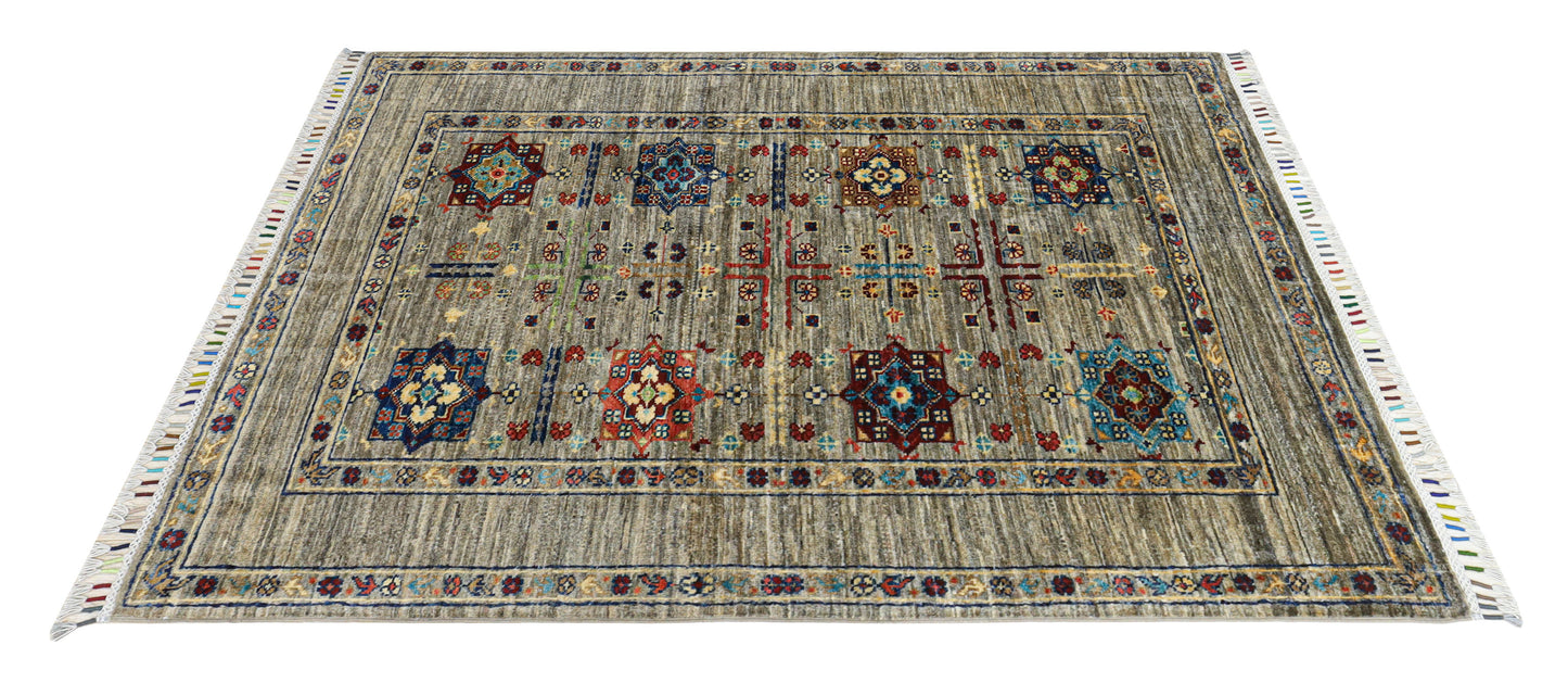 Hand-Knotted Afghan Khal Mohammadi Rug – Geometric Medallion Design (1.42 square meters)
