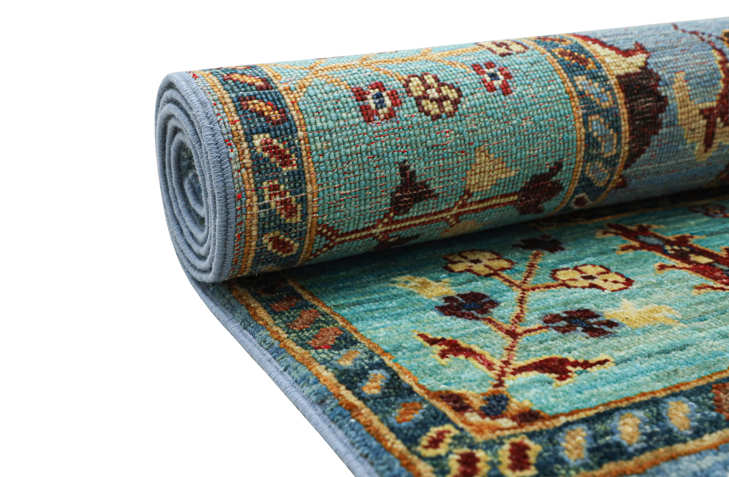 Turquoise Garden – Handwoven Afghan Rug (1.50 Square Meters)
