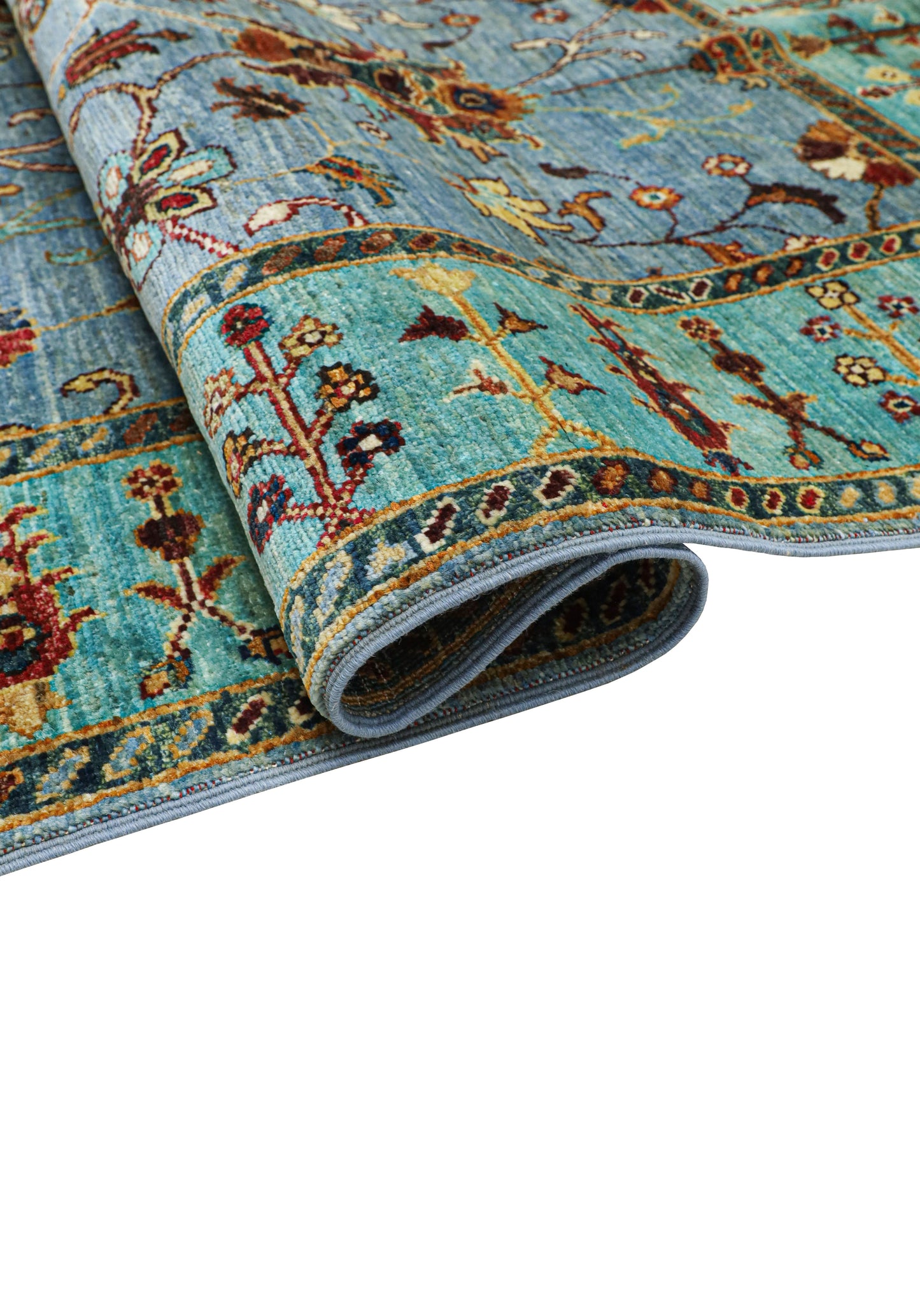 Turquoise Garden – Handwoven Afghan Rug (1.50 Square Meters)